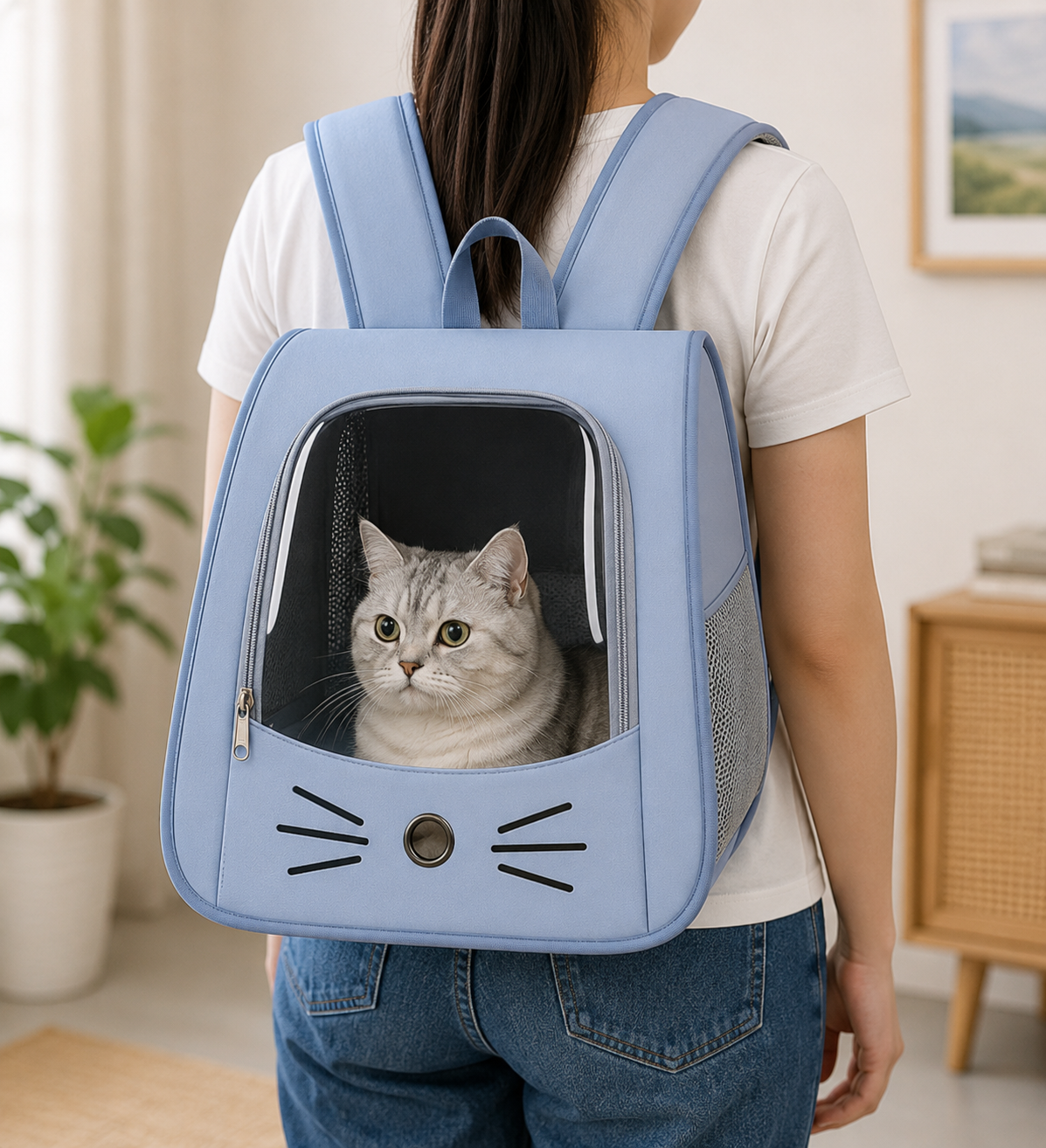 MeowGo Breathable Pet Carrier Backpack Blue