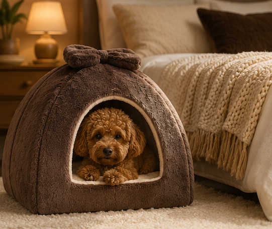 Warm Winter Foldable Pet House Brown