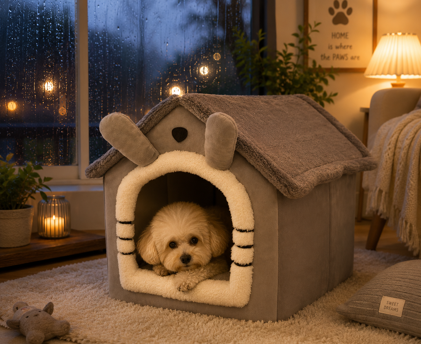 Soft Puppy House Grey Ears
