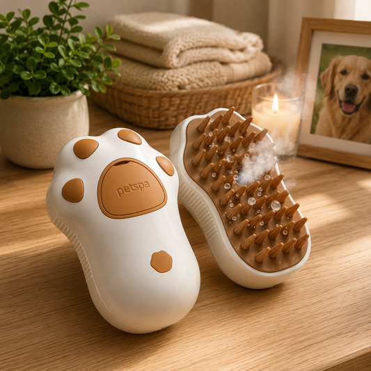 Steam Pet Grooming Brush Brown