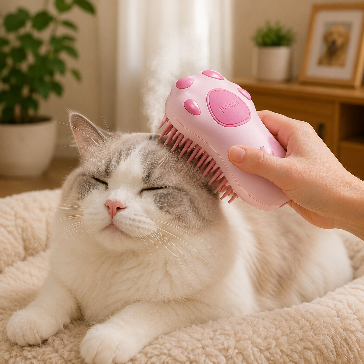 Steam Pet Grooming Brush Pink