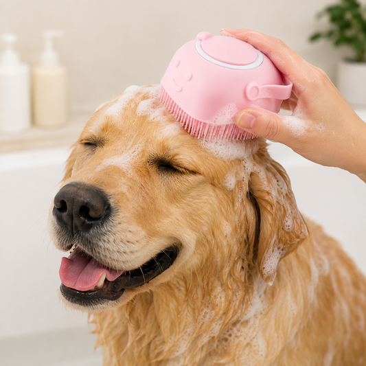 Silicone Pet Bath Brush Pink