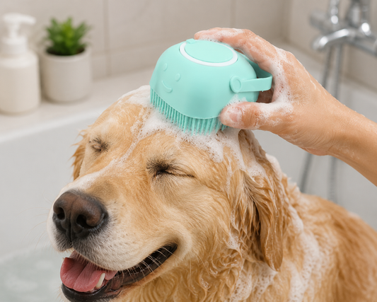 Silicone Pet Bath Brush Blue