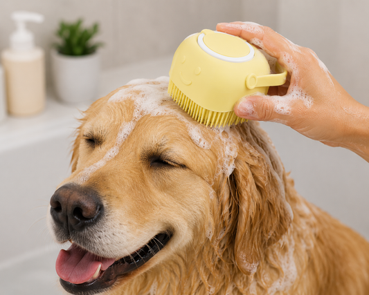 Silicone Pet Bath Brush Yellow