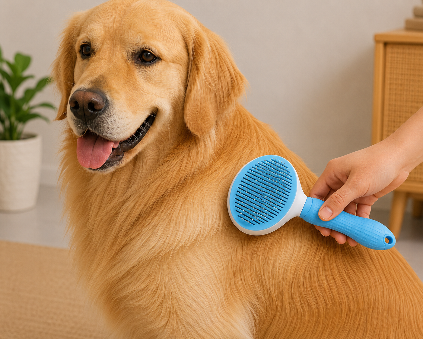 One-Click Pet Hair Removal Brush Blue