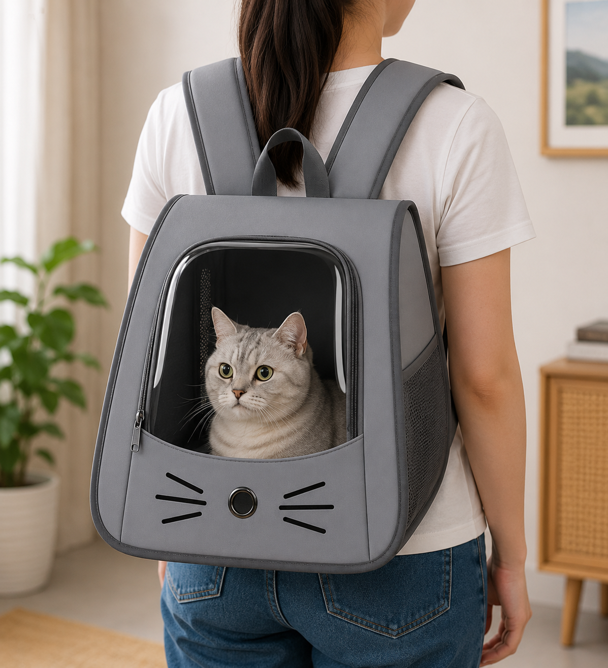 MeowGo Breathable Pet Carrier Backpack Grey