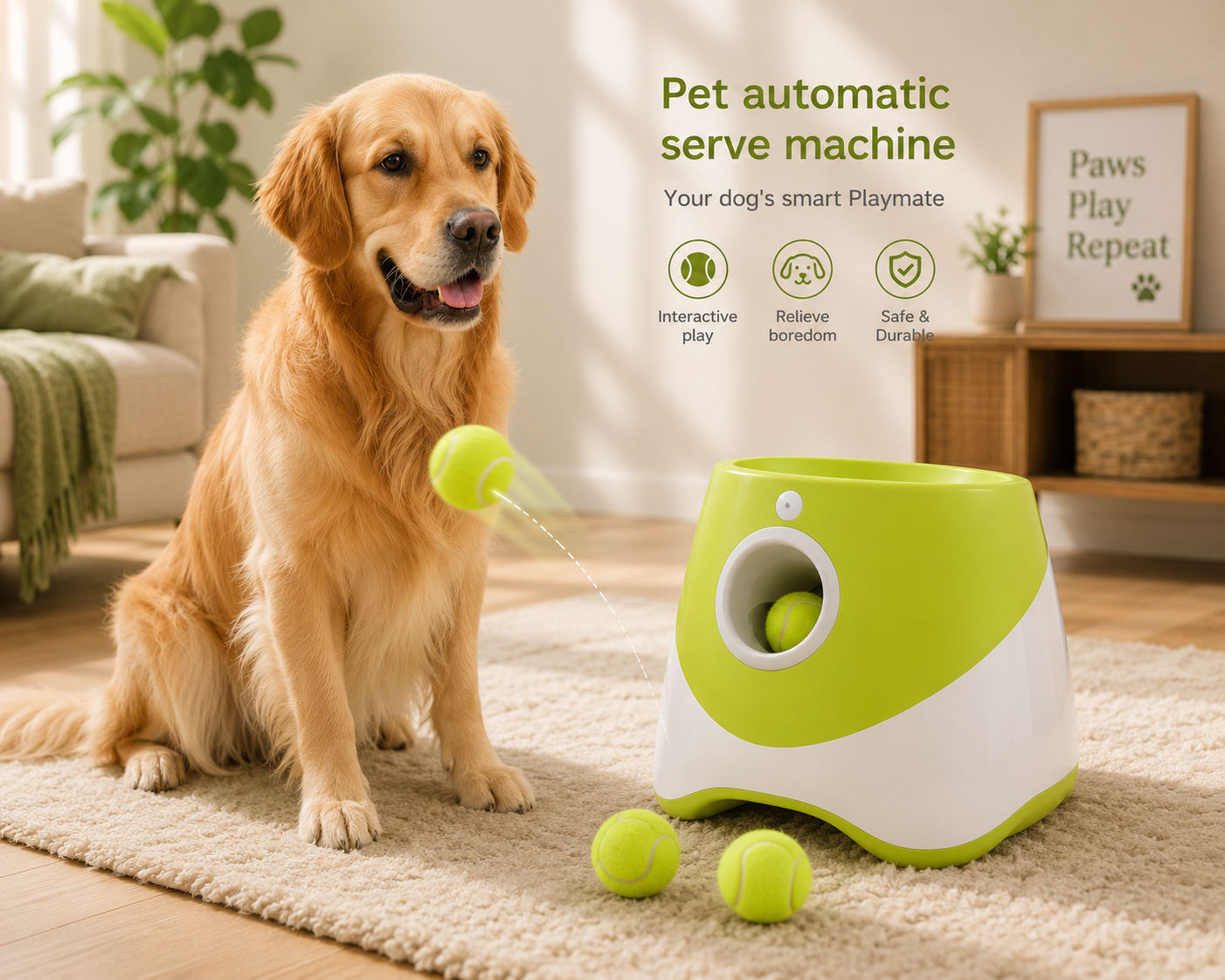 Automatic Mini Ball Launcher Fluorescent Green