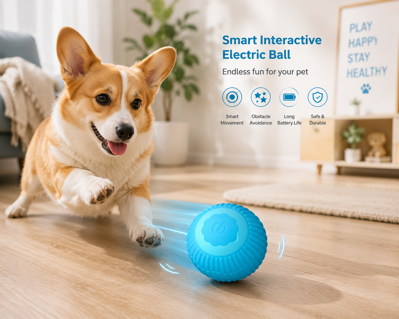 Smart Interactive Electric Ball Blue