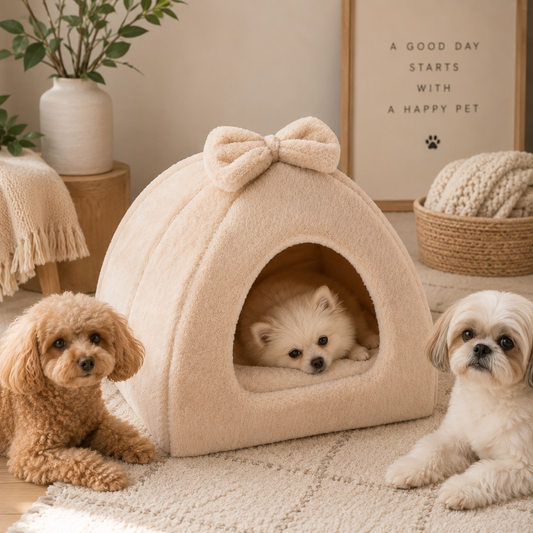 Warm Winter Foldable Pet House Beige