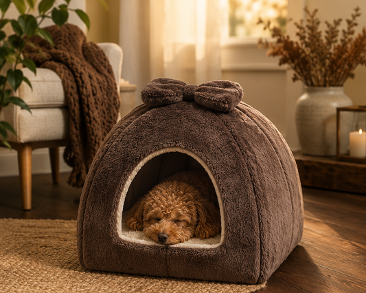 Warm Winter Foldable Pet House Brown