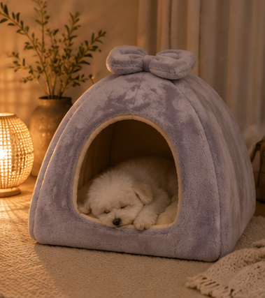 Warm Winter Foldable Pet House Grey
